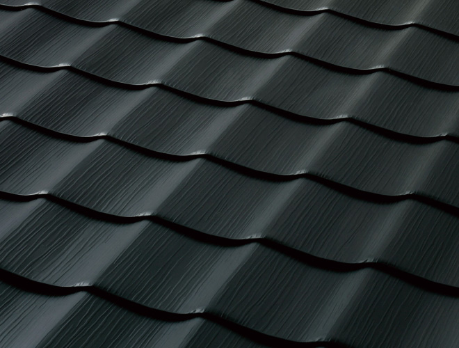 平型の金属屋根材施工例