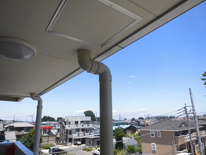 天井裏の新設排水配管・完成状態