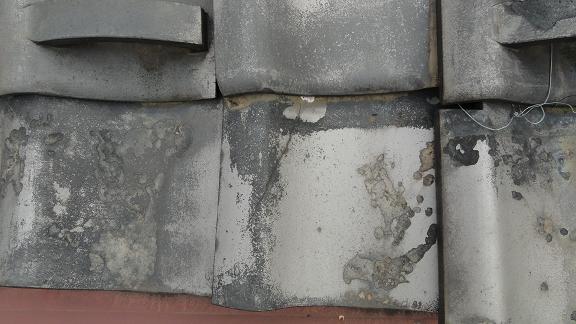 一文字瓦の形状確認。下端が水平一直線になっているのが特徴