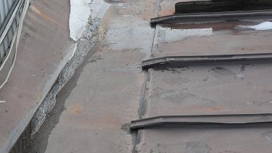 排水口付近に水が溜まった状態